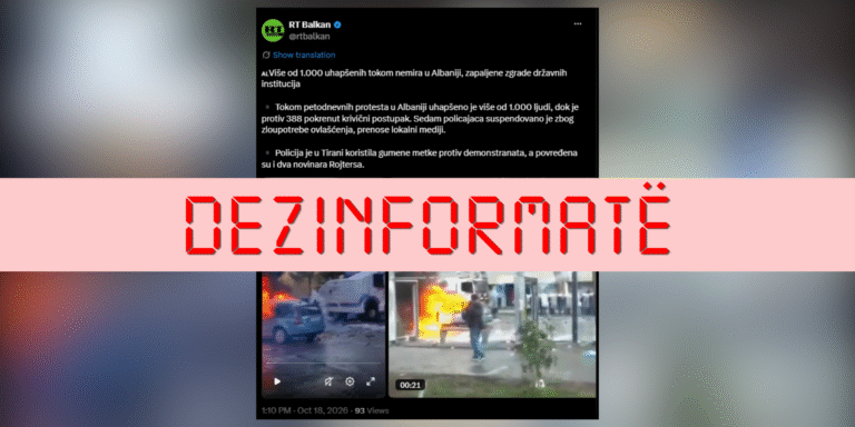 Media ruse pretendon rrejshëm se mbi 1 mijë persona janë arrestuar gjatë protestave në Shqipëri