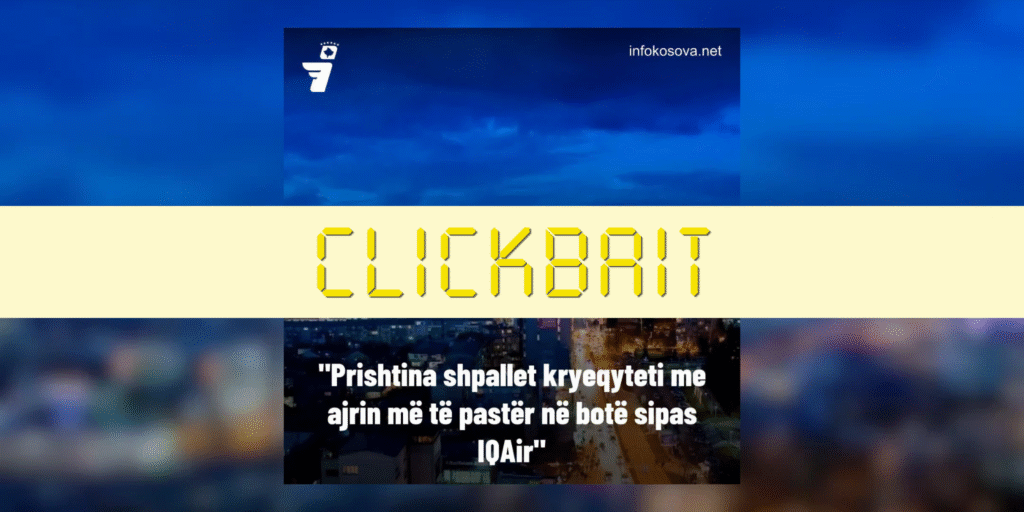 Titulli nuk sqaron se Prishtina ishte e para në renditjen e IQAir vetëm sipas matjeve të cilësisë së ajrit në kohë reale